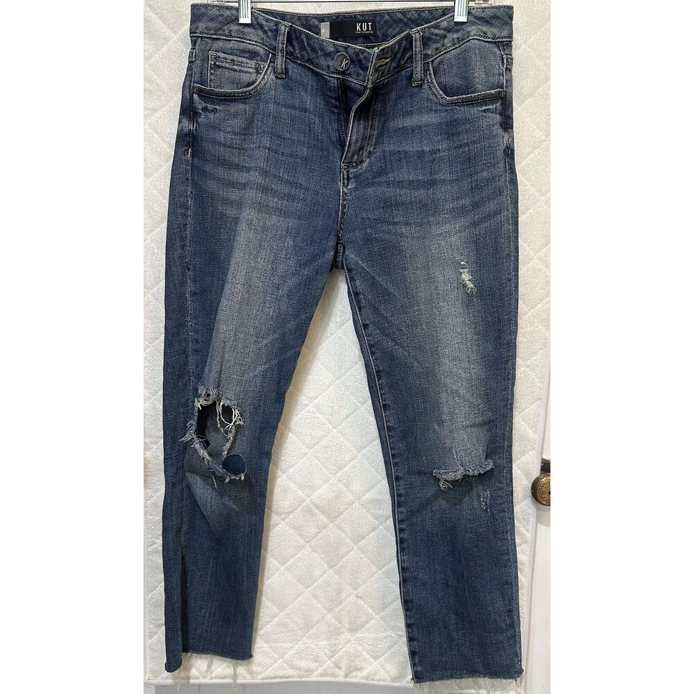 Kut from the Kloth Jeans Women's 6 Reese Ankle Straight Leg Medium Blue Denim